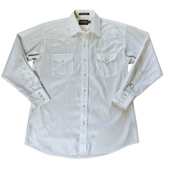 Vintage Panhandle Slim Pearl Snap Gold Stripe Men's Western Shirt - Large - Picture 1 of 13